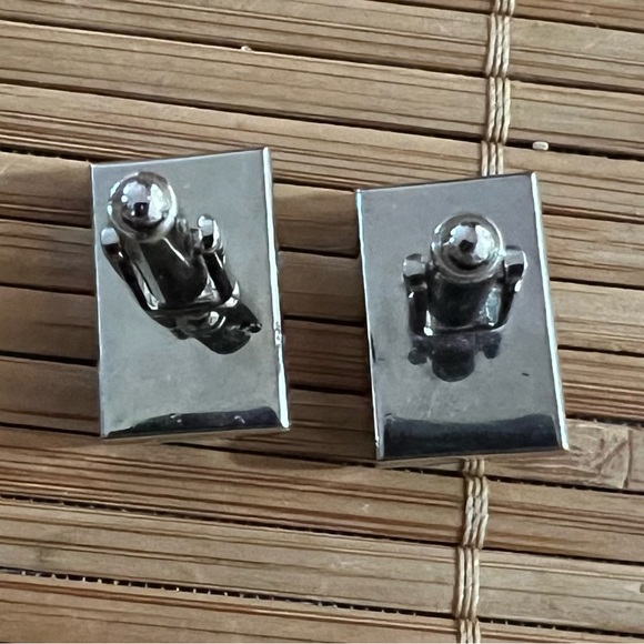 BLACK AND GREY FIBER OPTIC STRIPED CUFF LINKS - Picture 5 of 6
